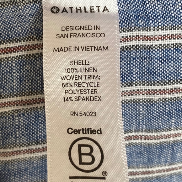 Athleta Shorts Womens 2 Cabo Tide Blue Linen Blend Stripes - Picture 4 of 7